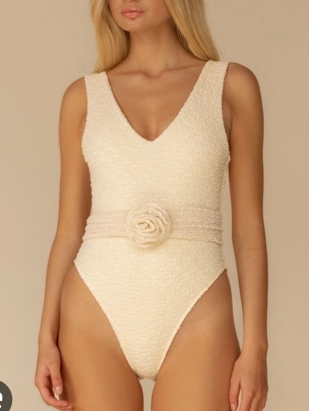 Montce Amalia Bouclé One-Piece Swimsuit in Cream